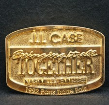 WF05117 NOS VINTAGE 1992 J.I. CASE BRINGING IT ALL TOGETHER BELT BUCKLE