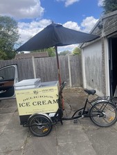 Ice Cream Vending Tricycle Cart with Umbrella & Insulated Display Box
