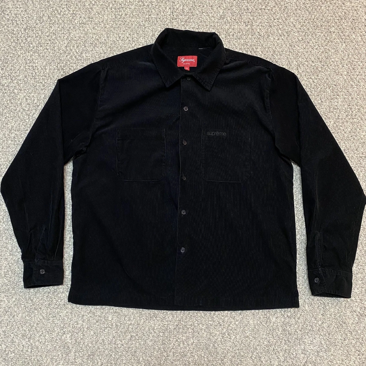 Supreme Corduroy Long Sleeve Casual Button-Down Shirts for Men for