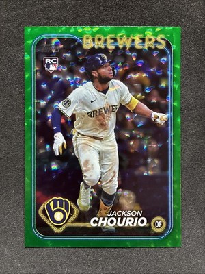 2024 Topps Update Series - Jackson Chourio #US240 Green Crackle Foilboard...