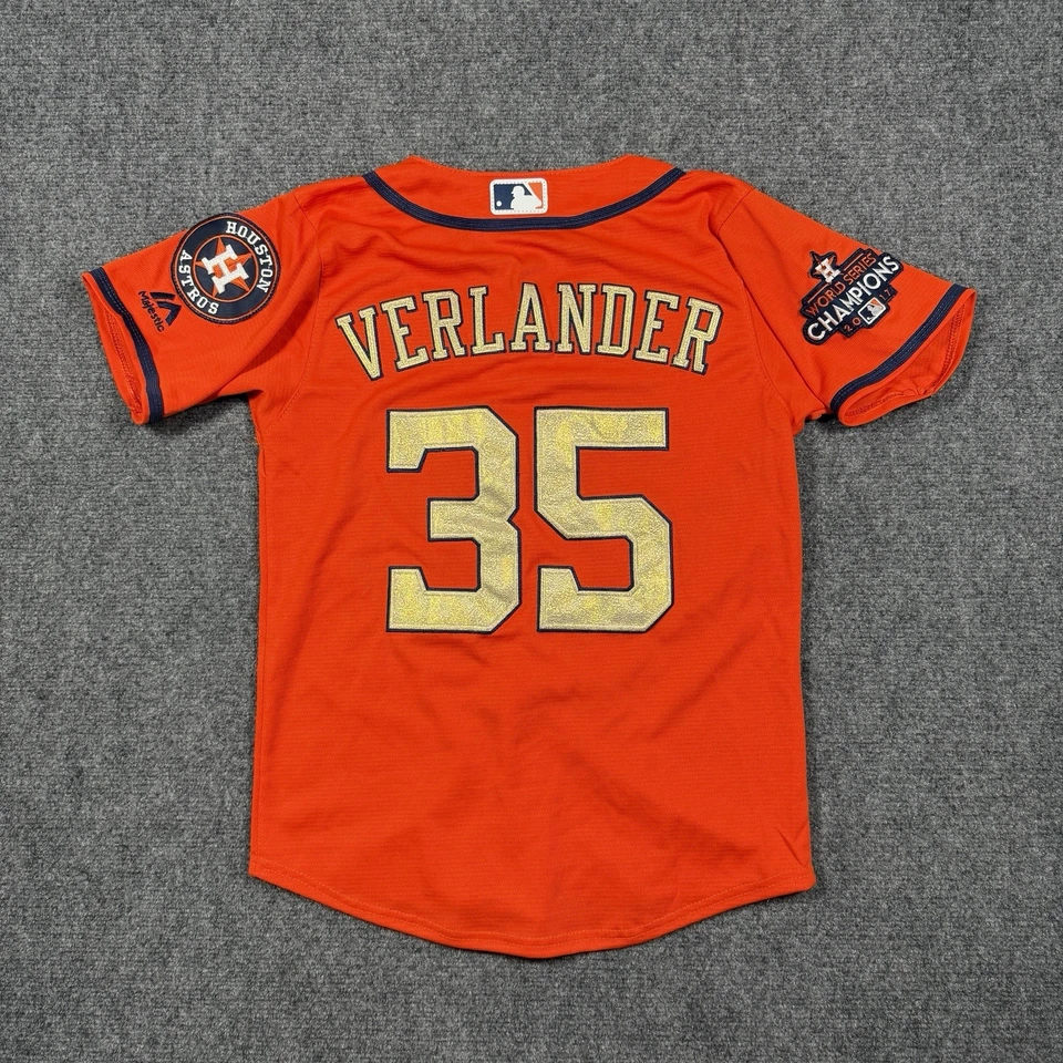 Justin Verlander 35 Majestic Med Jersey Houston Astros 2017 World Series Champ - Image 2 of 4