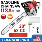 52CC 2Stroke Gasoline Chainsaw 20" Bar Powered Engine Wood Cutting Gas Chain Saw