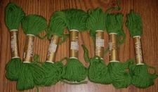 7 FORSET GREEN  PERSIAN TYPE YARN  TAPESTRY 100% Wool 8 Yards EACH #054