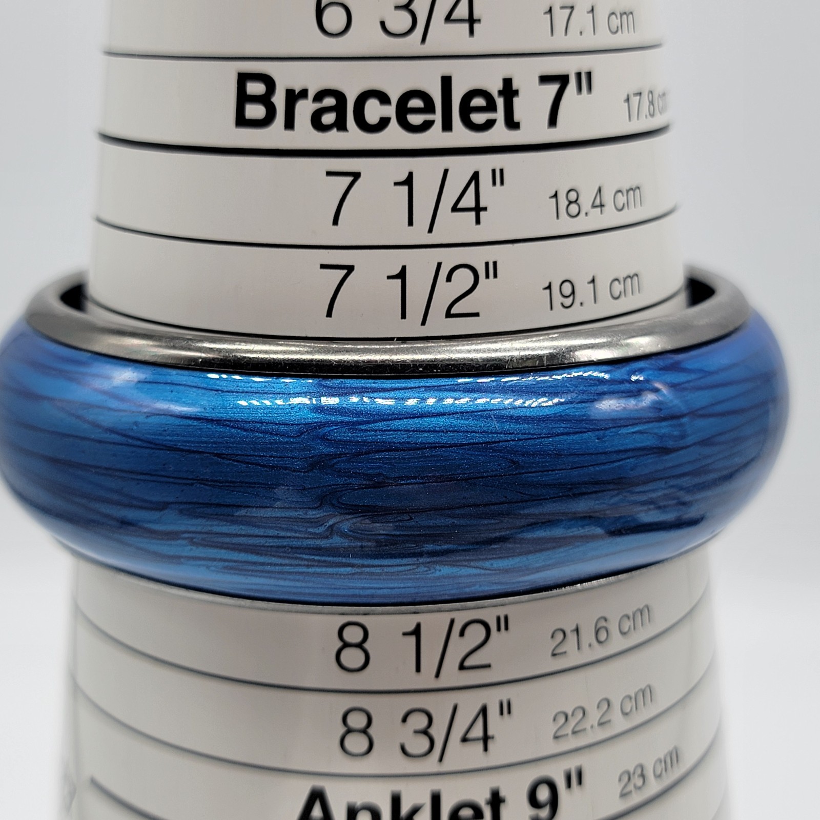 Blue Metal Bangle Statement Bracelet - image 8