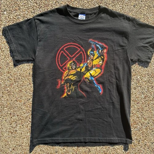 Vintage 90s Marvel Wolverine Vs Sabretooth X-Men T-shirt Comic Images 2001 SizeM