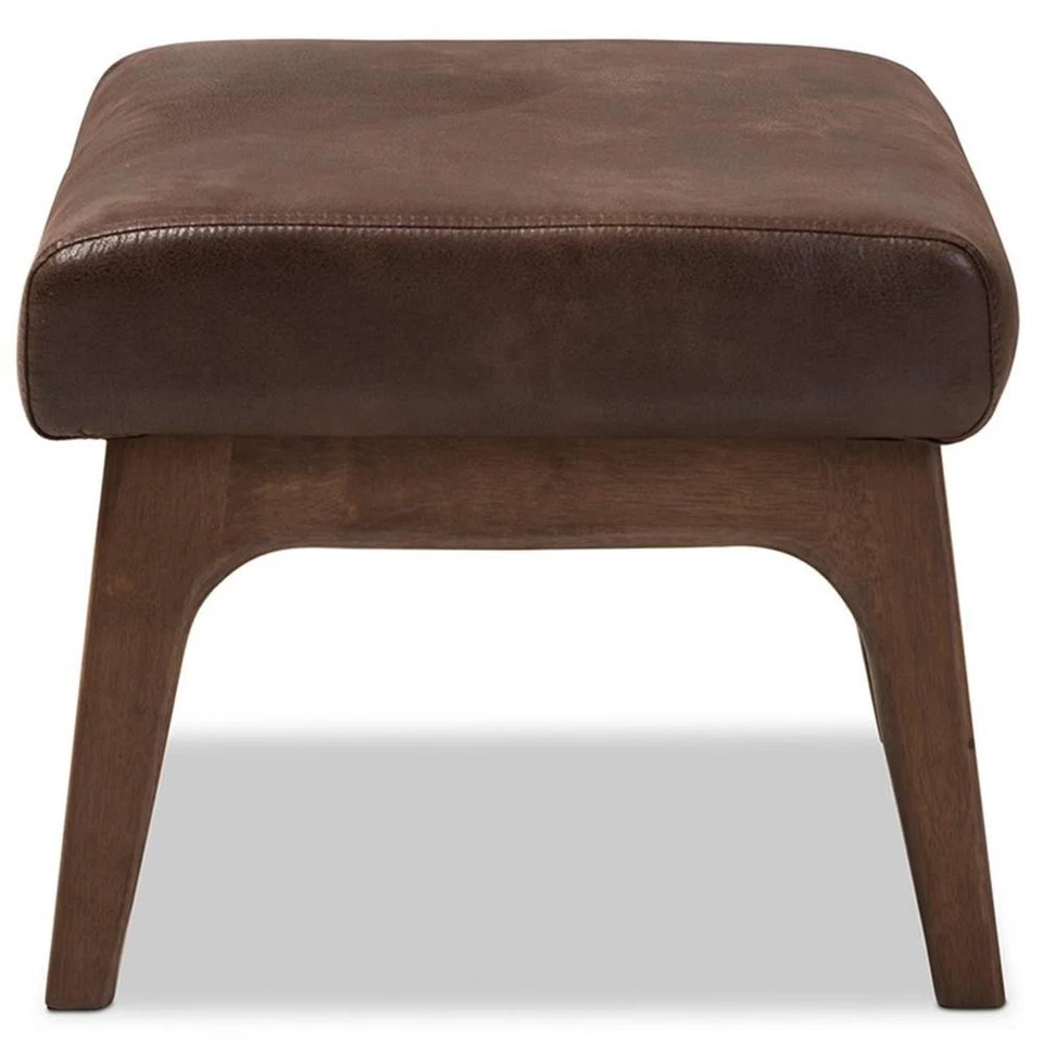 Baxton Studio Bianca Faux Leather Ottoman in Brown and Walnut Brown - Image 4 of 4