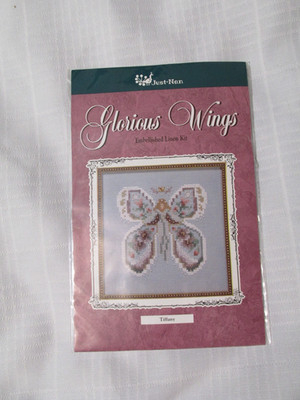 NEW Tiffany Glorious Wings Embellished Linen Kit Just Nan Cross Stitch Kit