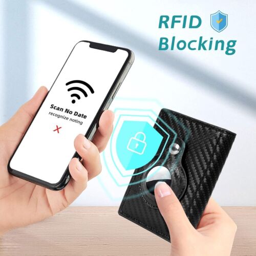 Geldbörse Kohlefaser Leder & RFID-Schutz Push-up Kartenetui Brandneu UK Stk - Bild 3 von 6