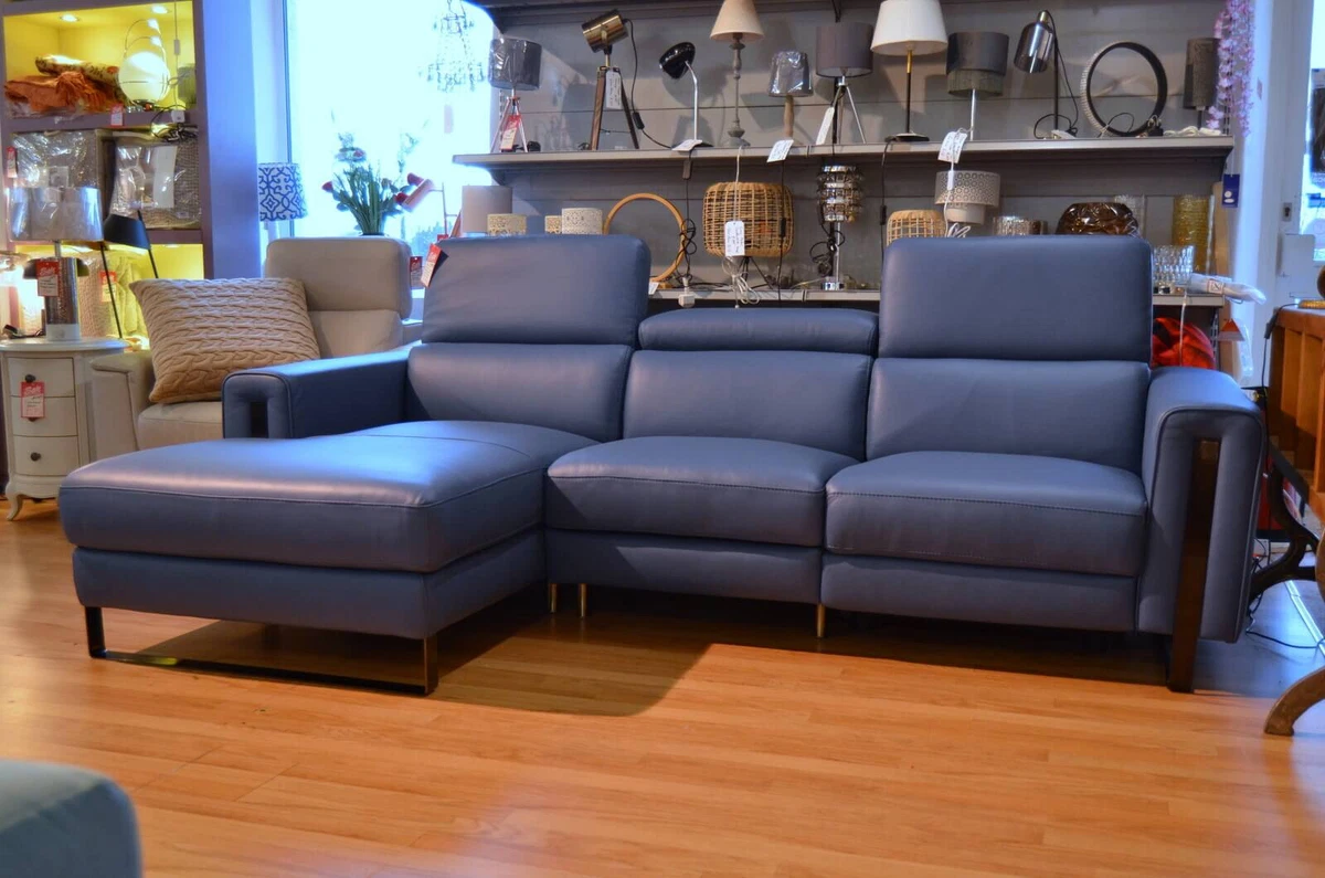 Blue leather sectional for sale deals