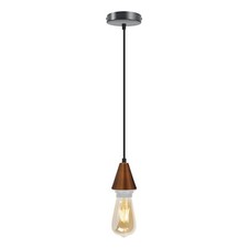 Image of Vintage Pendant Light Fitting Ceiling Rose PVC Cable E27 Cone shape Lamp Holder