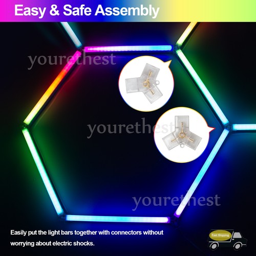 5 Grids RGB Hexagon LED Lighting Car Detail Garage Workshop Retail Warehouse Gym - Picture 14 of 19
