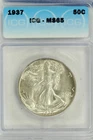 1937 Walking Liberty Half Dollar : ICG MS65