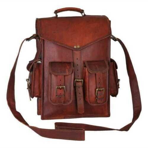Vintage Brown Genuine Leather Men's Travel Shoulder Backpack Rucksack  
