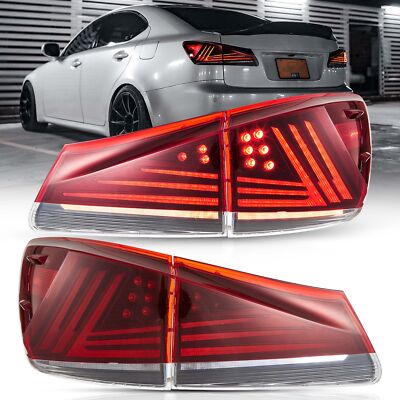 VLAND LED Red Taillights For Lexus IS250/300 2006-2013 W/Dynamic Rear Lamps Pair