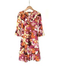 Vintage Dolce & Gabbana Flounce Flower Print Dress Floral Pink Orange D&G 26 40