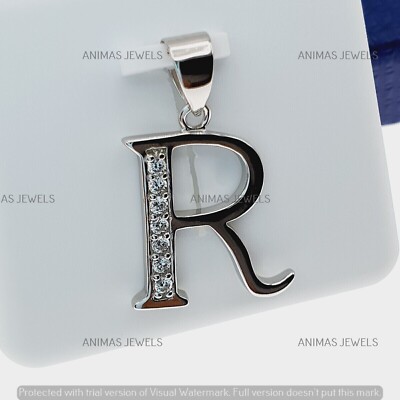 Real 925 Sterling Silver 1.50 Ct Round Cut Moissanite Custome ''R'' Letter Pendant