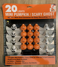 20 Lights Mini Pumpkin Scary Ghost Jack O Lantern Halloween Blow Mold New