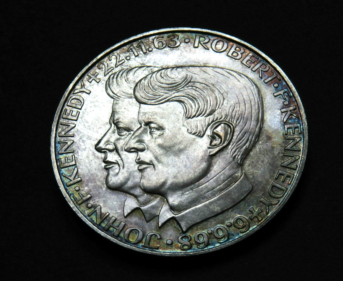 JFK John F. Kennedy & Robert 1963 1968 FINE SILVER Medal