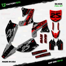 Gray & Red Slick Racing Graphics Kit fits 09-12 Kawasaki Kxf250 Sticker Kxf 250