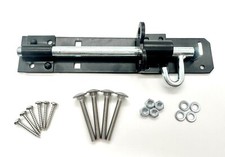8" BLACK GATE BOLT WITH FIXINGS HEAVY DUTY SLIDING BOLT BRENTON PADBOLT 8 INCH