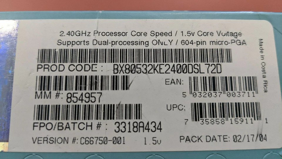 Intel Xeon 2.4GHz/533MHz Processor BX80532KE2400DSL72D, Brand New Sealed 604-pin - Image 3 of 4