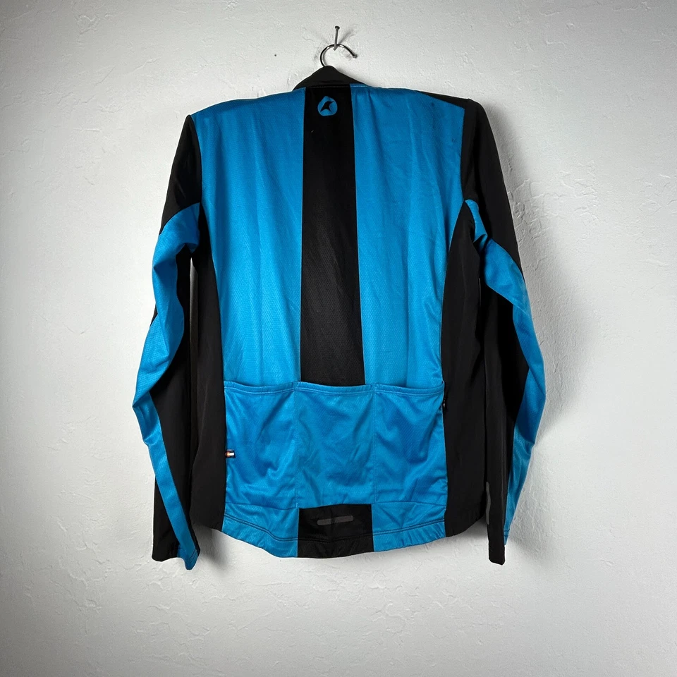 Camiseta de ciclismo Pactimo feminina tamanho XL colorblock zíper completo manga longa preta/azul - Imagem 2 de 4