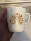 Vintage PYREX Coffee Cup Mugs SUMMER IMPRESSIONS Brown Flower  Set of 6 DR