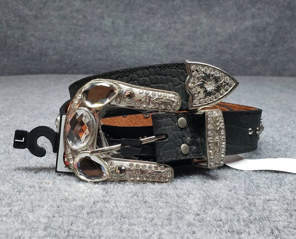 Vintage Nocona Belt Women Small Black Western Rhinestone Studded Leather NWT Nocona Black Leather Belts for Women for sale | eBay main image 2