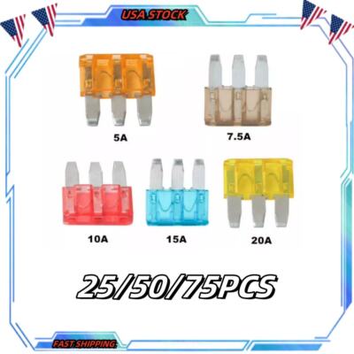 25/50/75Pcs Micro3 Fuse APT ATR Car Truck Boat Marine RV 5A 7.5A 10A 15A 20A