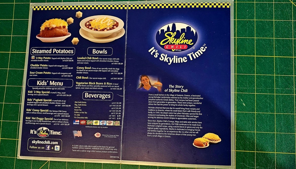 Skyline Chili Menu From 2014