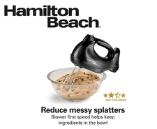 Hamilton Beach 6 Speed Hand Mixer with Snap-On Storage Case Black New