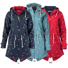 Derbe Damen Softshellmantel Punkte Softshell Jacke mit Kapuze wasserabweisend