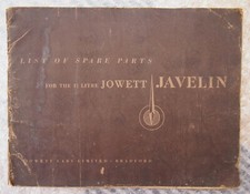 Jowett Javelin Factory Parts List 1950