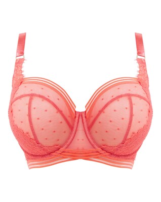 Figleaves Clara Coral Orange Underwired Balcony Bra UK 30C NEW