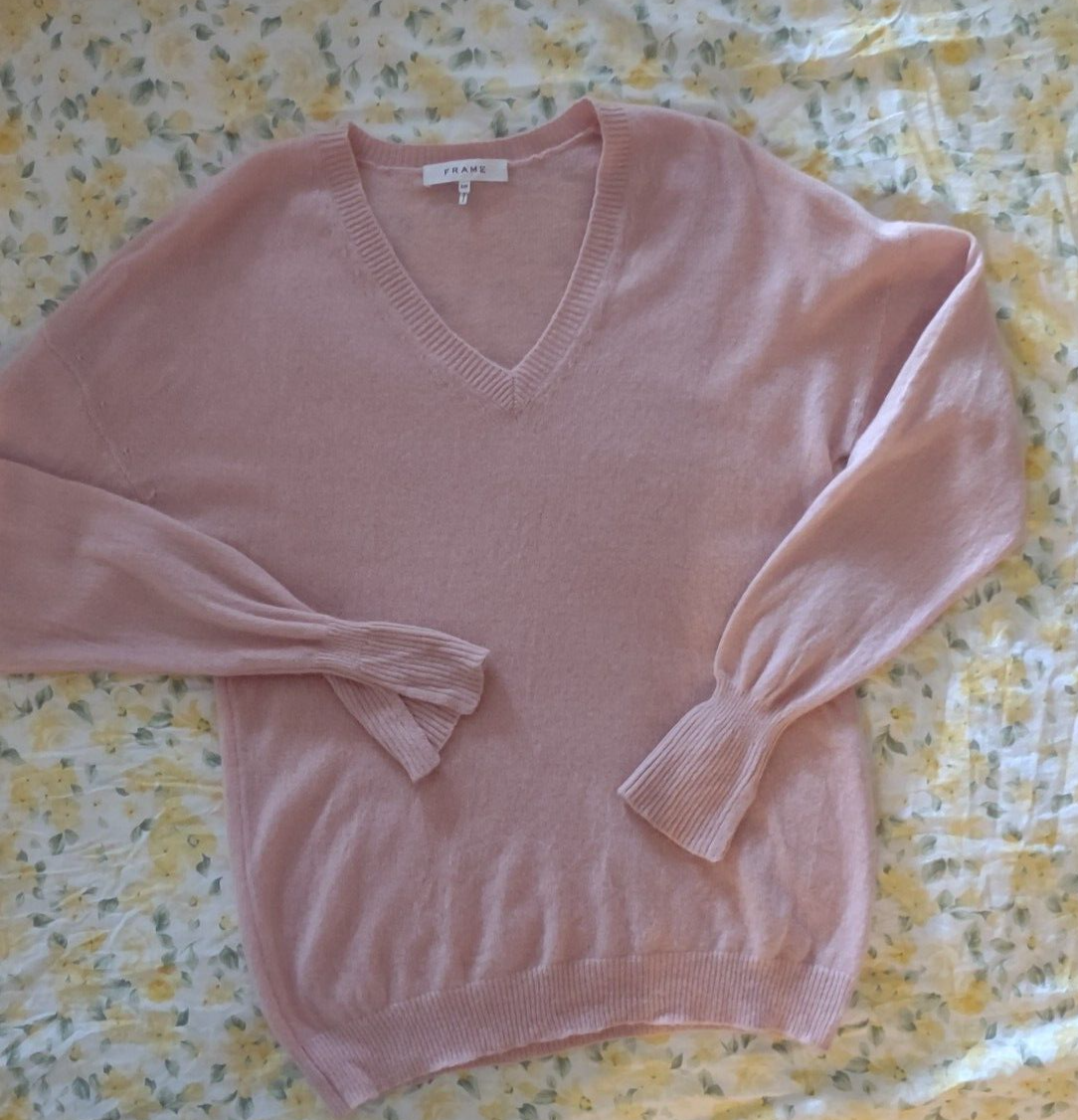 Frame baby pink cashmere pullover sweater sz S petite | eBay