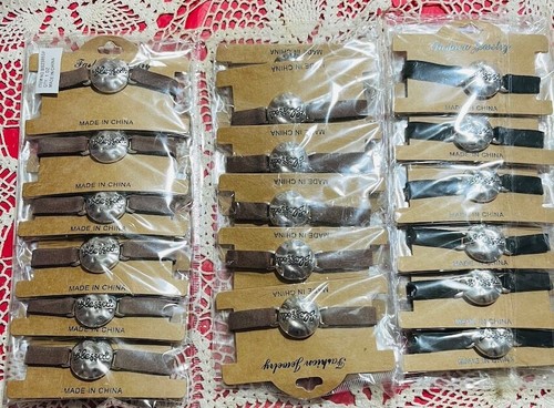 GROSSHANDEL ARMBAND SET GESEGNETES WILDLEDER SCHWARZ & BRAUN 18 VERPACKT NEU - Bild 1 von 4