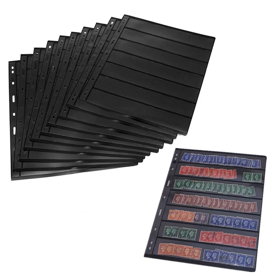 20~100 Sheets of Stamp Stock Black & Double Sided Page (7 Strips) 9 Binder Holes - image 2 of 4