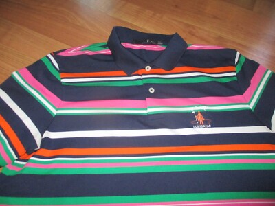 MENS RLX RALPH LAUREN SHORT SLEEVE BRIGHT STRIPED POLO SHIRT SIZE