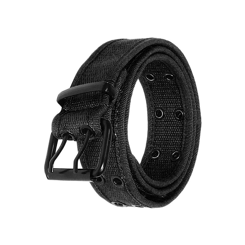 Premium Double Row Grommet Black Belt 2 Hole Canvas Web Stud