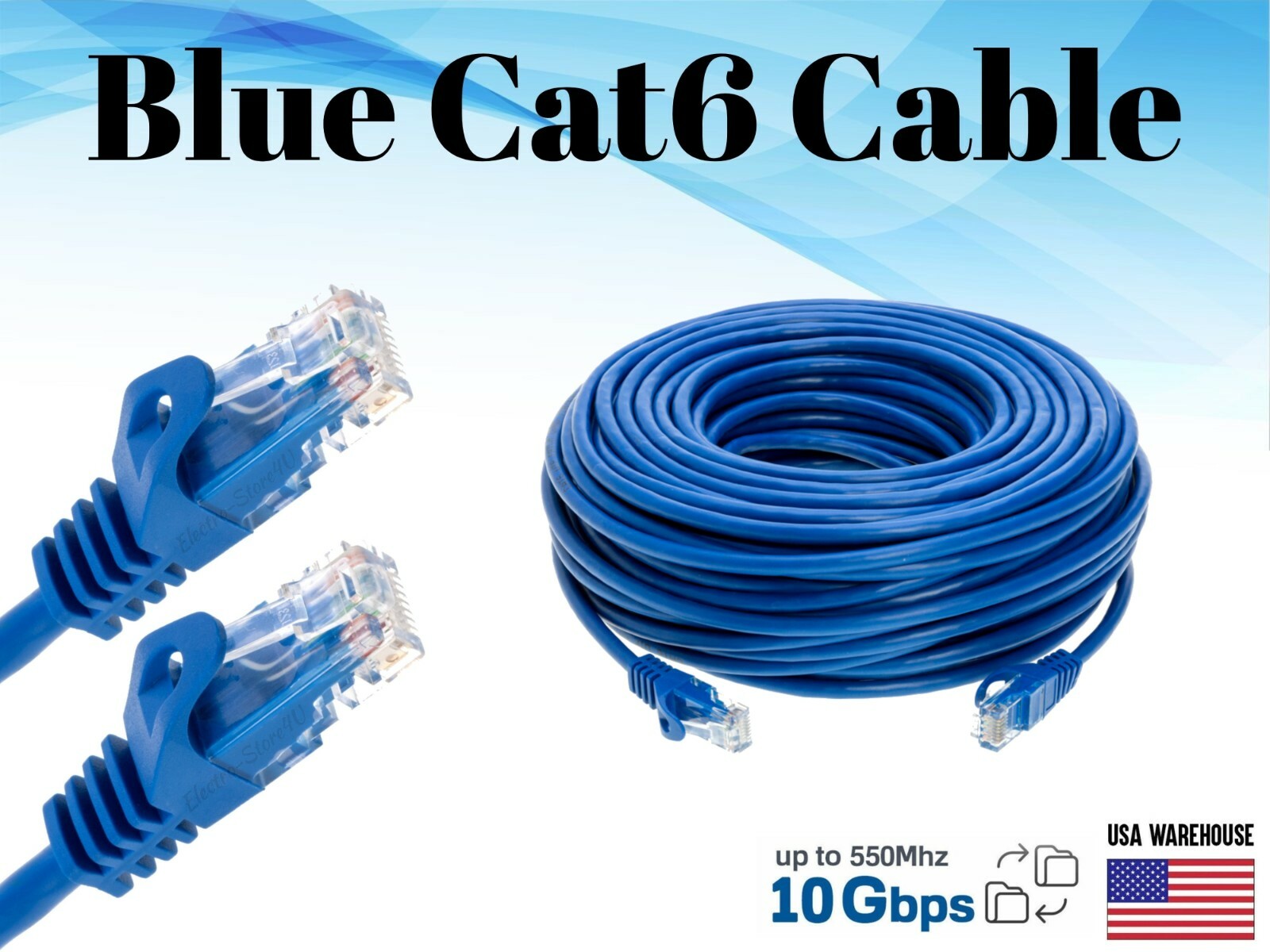 1.5ft Cat6 Ethernet Cable Blue, 10Gbps, RJ45 LAN, 550 MHz, UTP