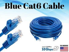 Cat6 Ethernet Patch Blue Cable 1.5 3 5 7 10 15 20 25 30 50 75 100 200 LAN Lot