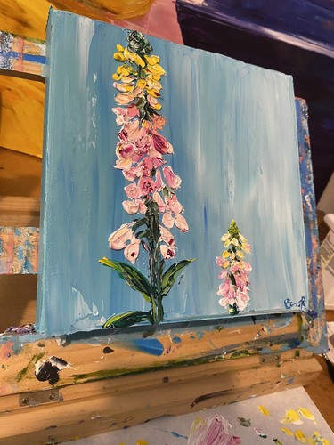 Foxglove Oil Painting On Canvas Inpressionism Flowers ORIGINAL Contemporary Art - Picture 3 of 12