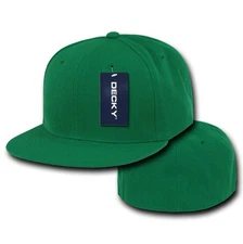 Kelly Green Fitted Flat Bill Plain Solid Blank Baseball Ball Cap Caps Hat Hats