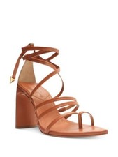 SCHUTZ Womens Brown Wrapping Ankle Tie Leaf Toe Leather Heeled Sandal 7 B