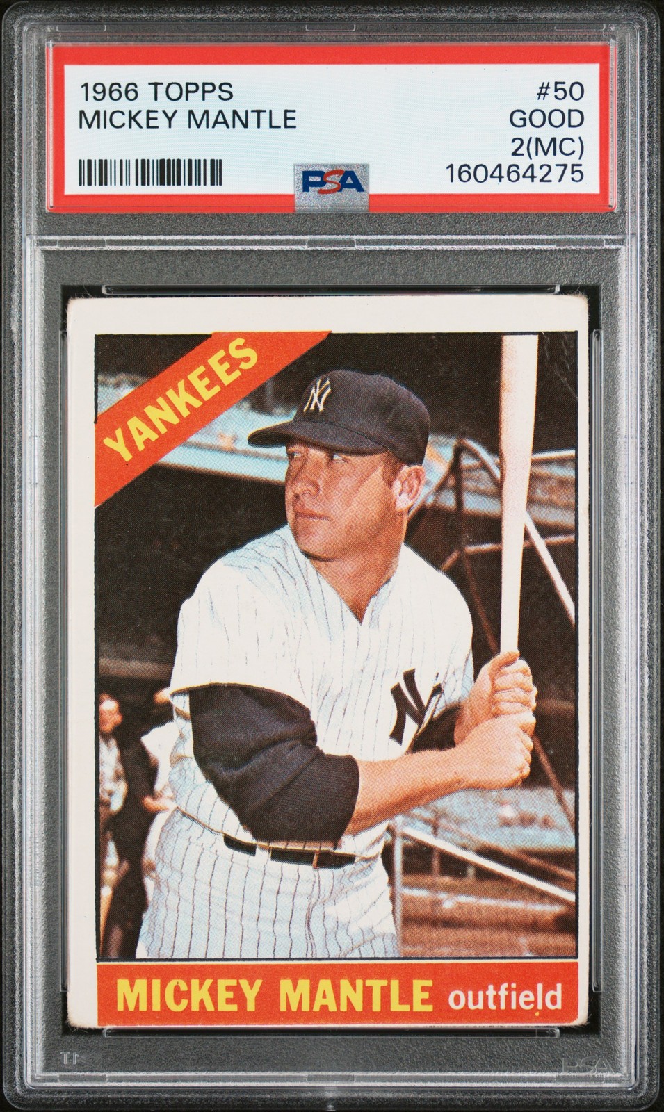 1966 TOPPS #50 MICKEY MANTLE PSA 2 MC view 1