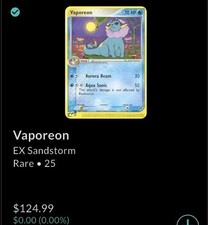 Vaporeon 25/100 EX Sandstorm on eBay