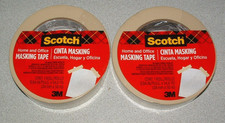 2 Rolls - 3M Scotch Home and Office Masking Tape Tan White 0.94" x 54.6 yd NEW