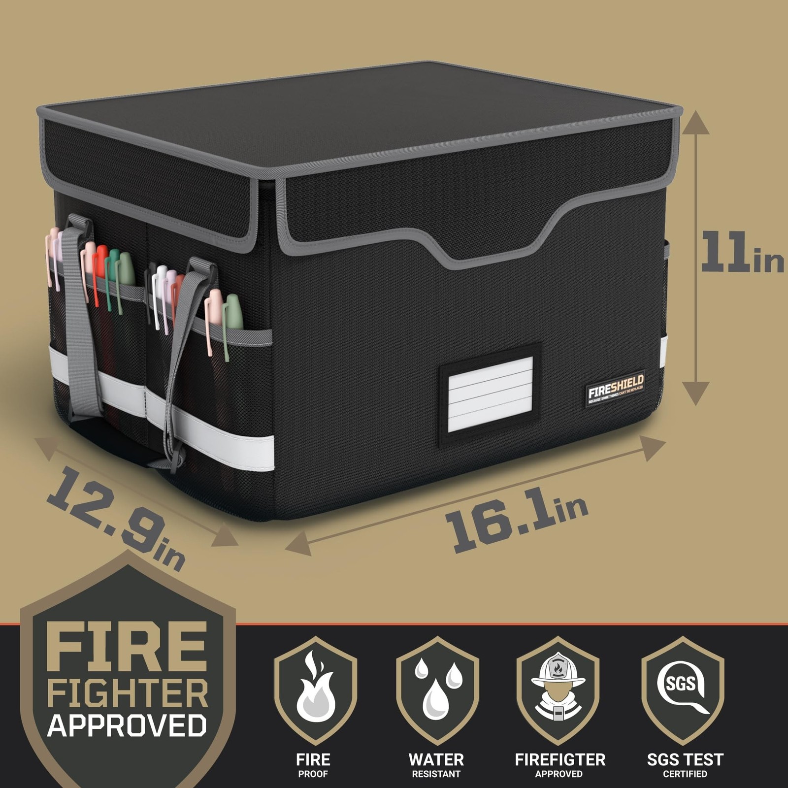 FIRESHIELD PRO 5200°F Fireproof Document Box with Lock – Portable Wat