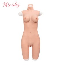 Silicone Bodysuit Breast Forms Fake Boobs D Cup Tight Suit For Crossdresser Cos