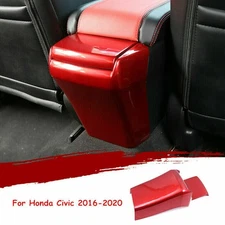 2X Red Interior Armrest Box Anti Kick Cover Trim for Honda Civic 2016-2021
